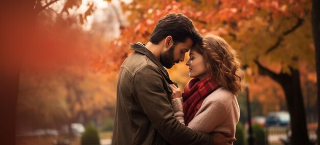 couple dans le parc d'automne