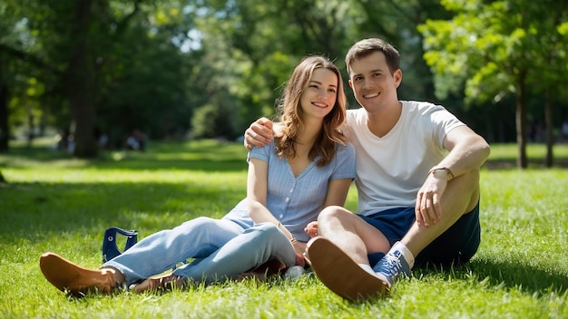 Un couple dans un parc d'été