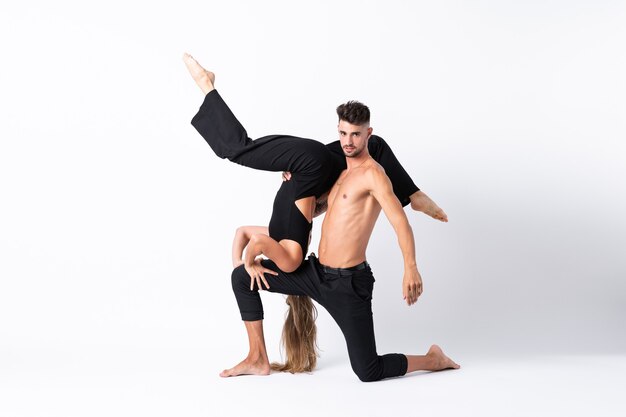 Couple, danse, sur, blanc