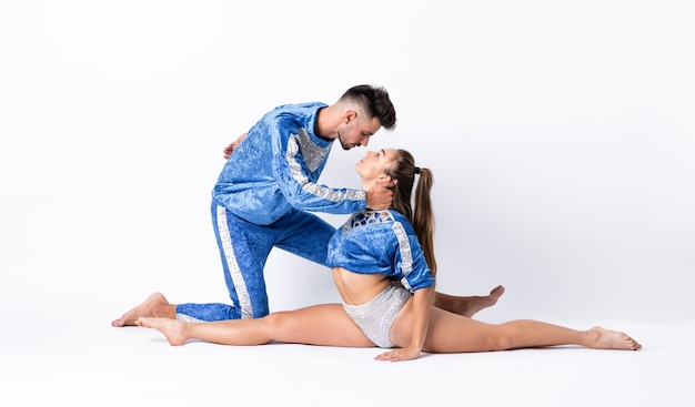 Couple, danse, sur, blanc