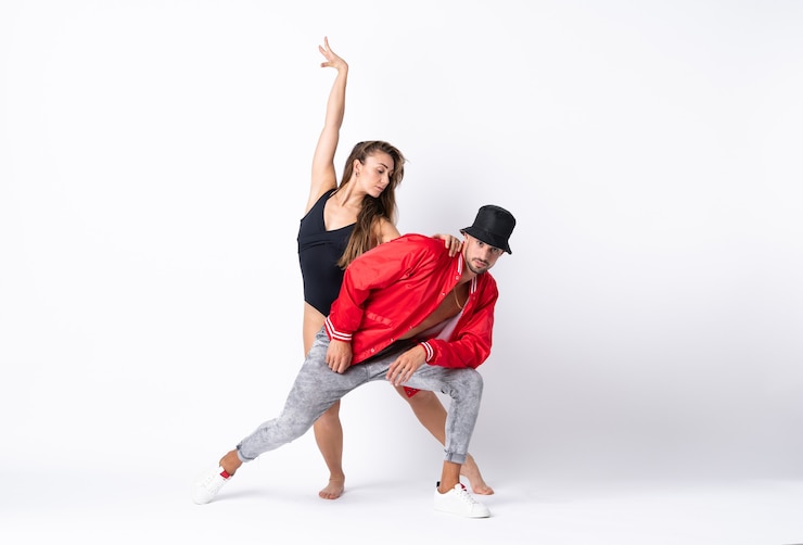 Photo couple, danse, sur, blanc