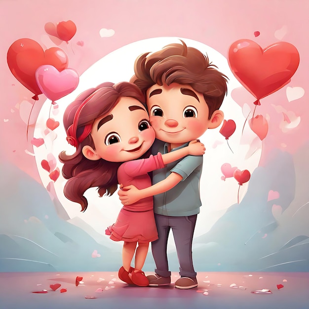 Couple de dessin animé mignon pour la Saint-Valentin généré par ai