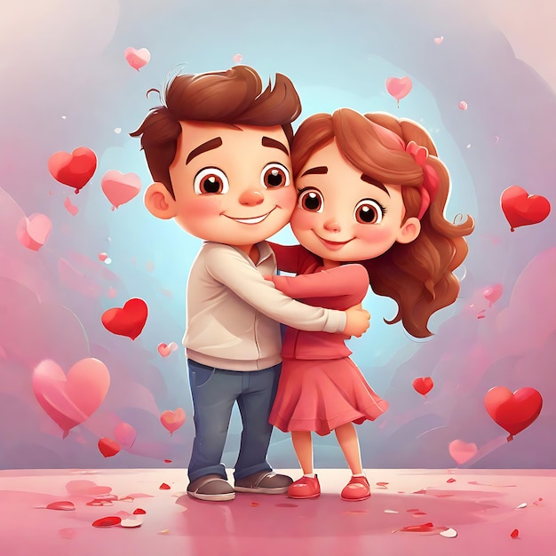 Couple de dessin animé mignon pour la Saint-Valentin généré par ai