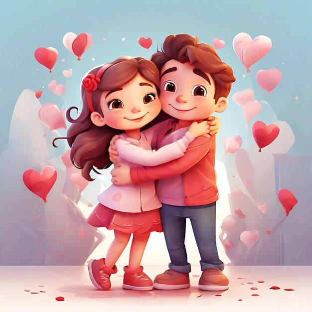 Couple de dessin animé mignon pour la Saint-Valentin généré par ai