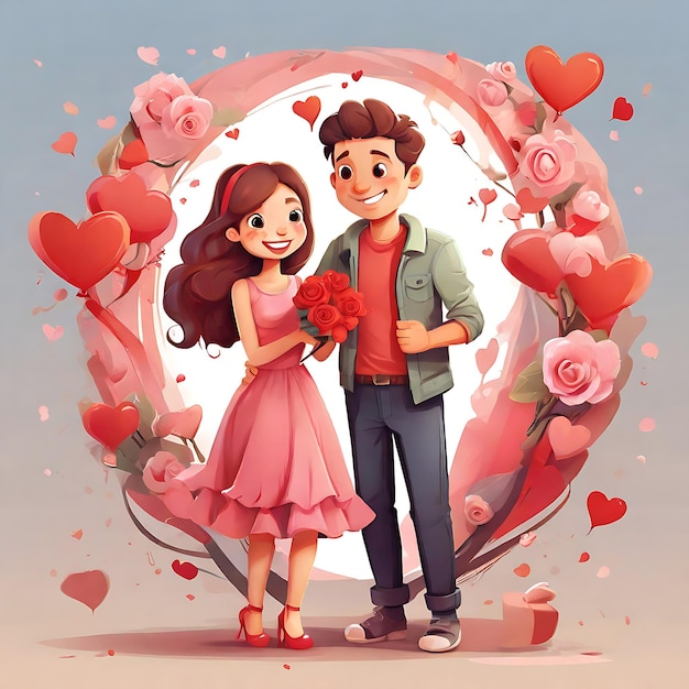 Couple de dessin animé mignon pour la Saint-Valentin généré par ai