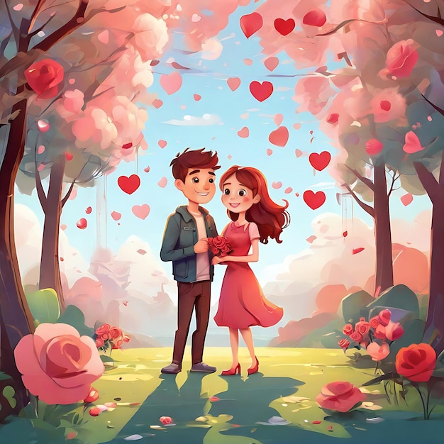 Couple de dessin animé mignon pour la Saint-Valentin généré par ai