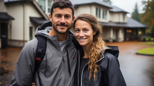 Un couple devant une nouvelle maison.