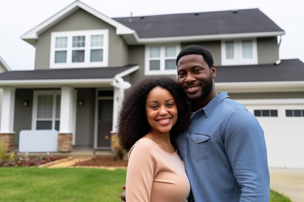 Un couple devant sa nouvelle maison