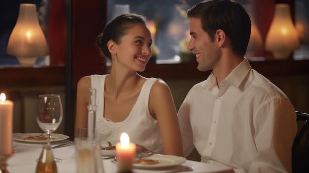 Un couple à un dîner romantique.