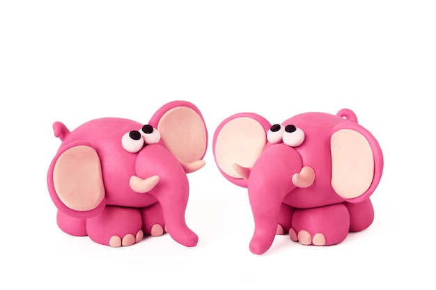 Couple d'éléphants en pâte à modeler