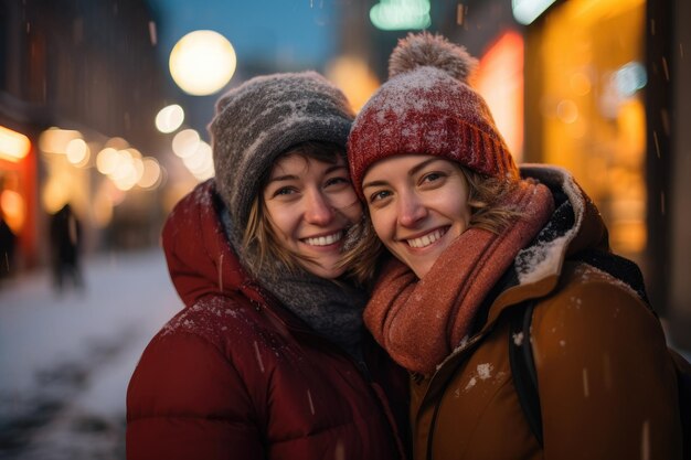 un couple de femmes debout l'une à côté de l'autre