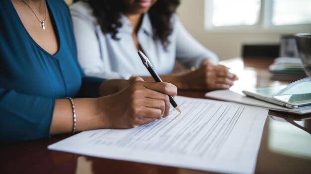 Un couple de femmes signe un contrat Créé avec la technologie Generative AI