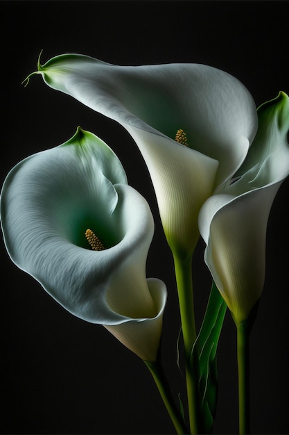 Couple de fleurs blanches assis sur une table ai générative