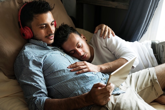 Couple Gay Love Home Concept