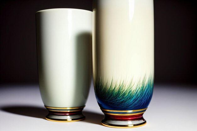 Un couple de grands vases assis sur une table