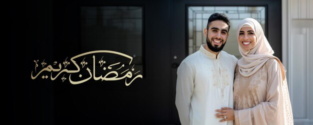 Photo un couple heureux en attente de leur premier enfant pose pour une photo dans leur maison