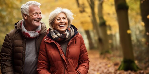 Couple heureux à l'automne Génératif Ai