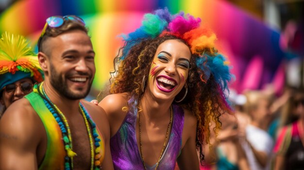Un couple heureux fête le mois de la fierté LGBTQ au Brésil.