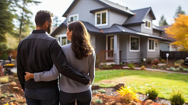 couple d'homme et de femme regardant une nouvelle maison