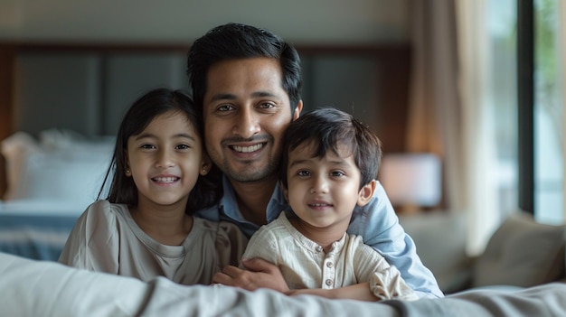 Photo un couple indien avec des enfants