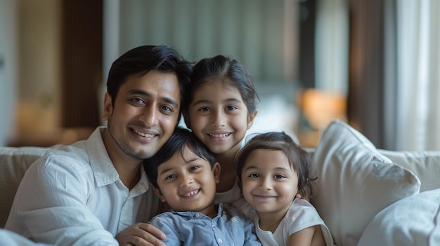 Photo un couple indien avec des enfants