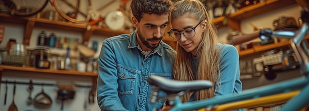 Un couple installant un porte-vélo dans leur résidence