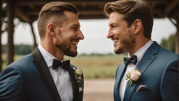 Un couple de jeunes mariés heureux.