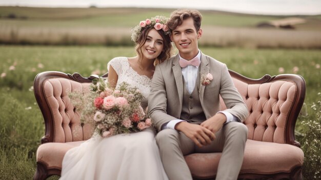 un couple de jeunes mariés