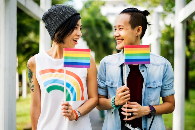 Photo couple de lesbiennes asiatiques lgbt