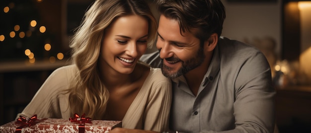 Photo un couple à la maison avec des roses