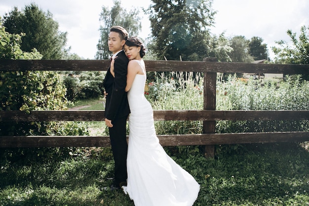 Photo couple de mariage coréen, jour du mariage, mariée et marié