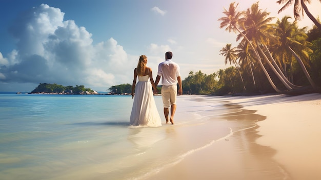 Couple de mariage sur la plage paradisiaque