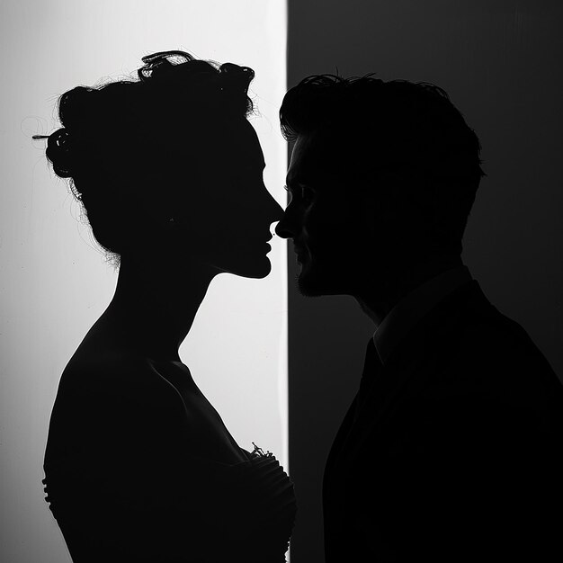 Photo couple marié en silhouette