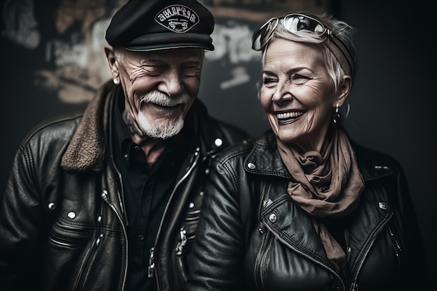 couple de motards seniors