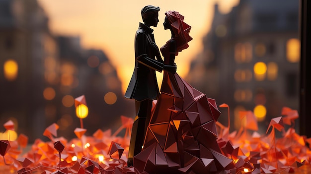 Couple d'origami dans la ville