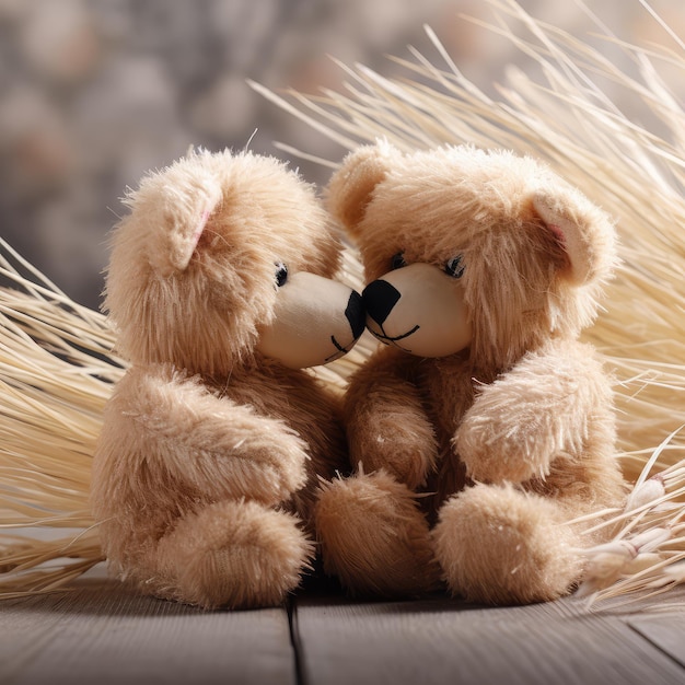 Un couple d'ours en peluche s'aiment