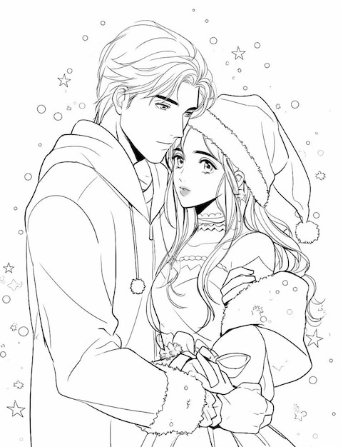 un couple de personnages d'anime s'embrassant dans la neige