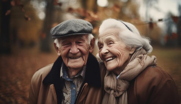 Couple de personnes âgées amoureux souriant