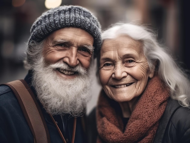 Couple de personnes âgées amoureux souriant