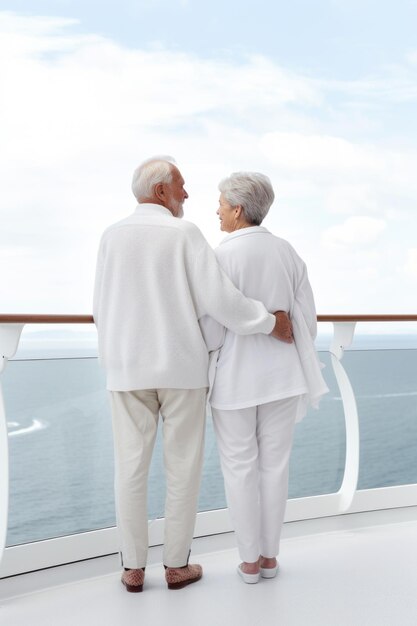 couple de personnes âgées à bord d'un paquebot