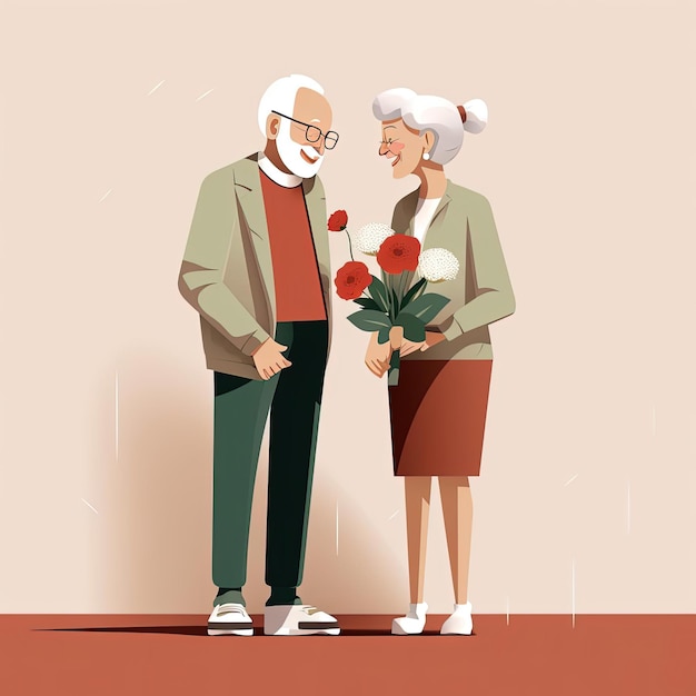 couple de personnes âgées échange de cadeaux heureux vieux
