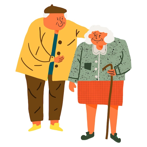 Un couple de personnes âgées illustration de clipart png sur un fond transparent