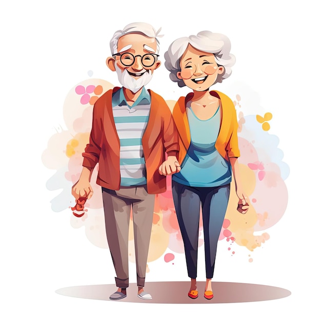couple de personnes âgées tenant par la main illustration vectorielle de la vieille femme et de l'homme