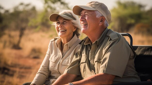 Photo un couple de personnes sourient et sourient dans la forêt.