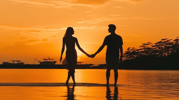 Un couple sur une plage.