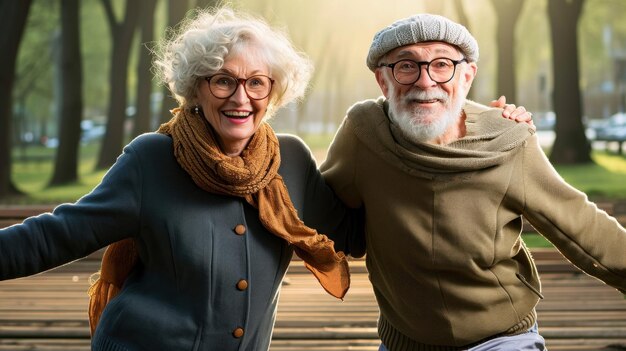 Un couple plus âgé sourit et pose pour une photo.