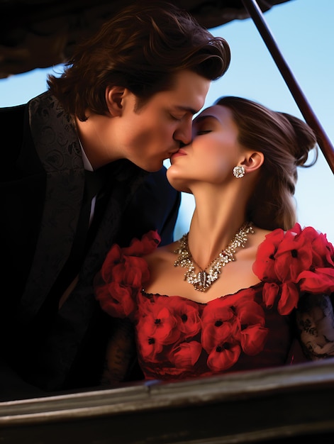 Photo le couple le plus romantique du monde célèbre la journée la plus romantique de l'année joyeuse saint-valentin