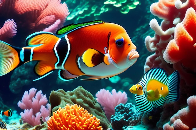 un couple de poissons clowns nageant dans un aquarium