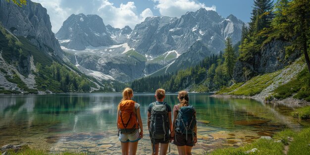 Un couple près d'un lac