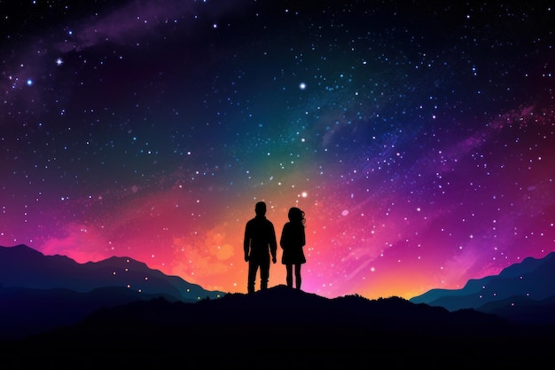 Un couple regarde les étoiles dans le ciel